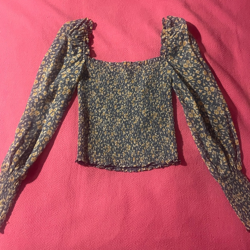 Reformation smocked long sleeve top